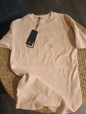 Bo+Tee Ribbed Short Sleeve Shirt Dress